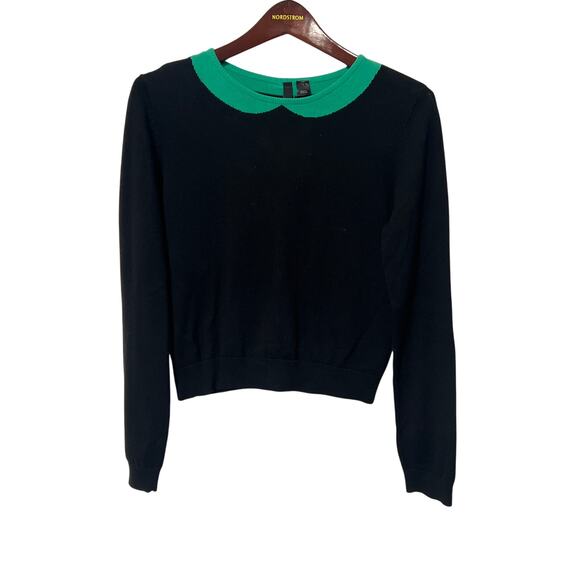 H&M Navy Blue & Green Scallop Trim Sweater, Size 6, KB373 - Picture 1 of 5